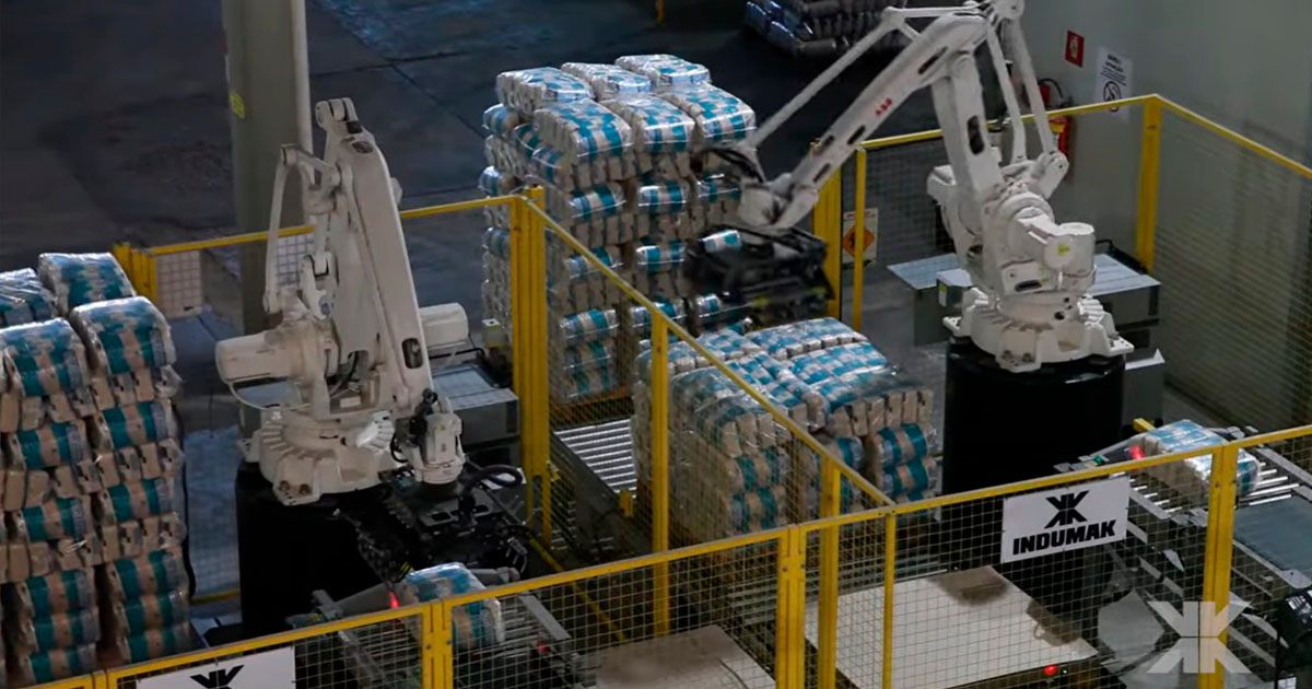 Paletização automática - Operação contínua e integrada à produção